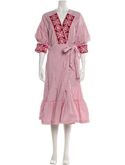 Pre-owned Silvia Tcherassi Striped Midi Length Dress In White