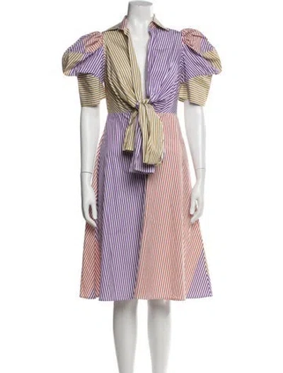 Pre-owned Silvia Tcherassi Striped Midi Length Dress In White