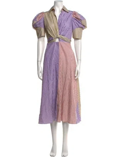 Pre-owned Silvia Tcherassi Striped Midi Length Dress In White