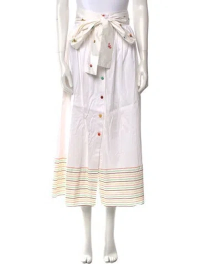 Pre-owned Silvia Tcherassi Striped Midi Length Skirt In White