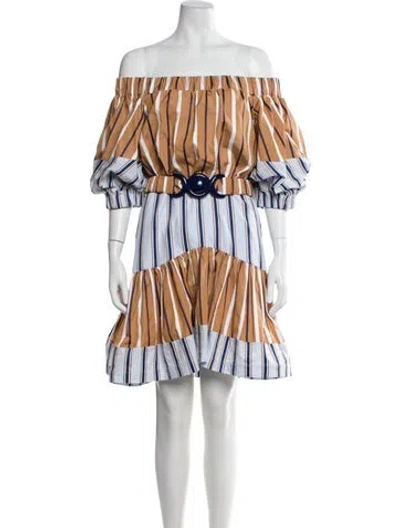 Pre-owned Silvia Tcherassi Striped Mini Dress In Neutral