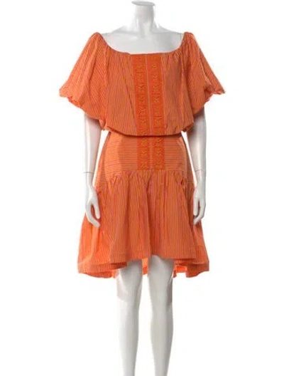Pre-owned Silvia Tcherassi Striped Mini Dress In Orange