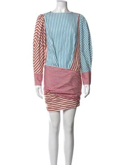 Pre-owned Silvia Tcherassi Striped Mini Dress In White