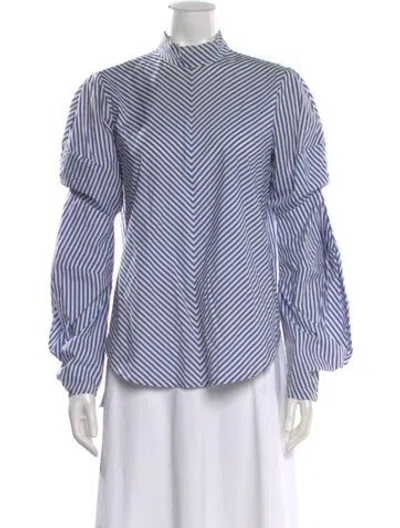 Pre-owned Silvia Tcherassi Striped Mock Neck Blouse In Multi