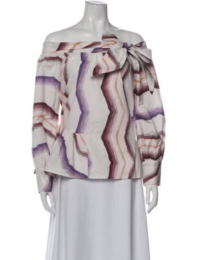 Pre-owned Silvia Tcherassi Striped Off-the-shoulder Blouse In Purple