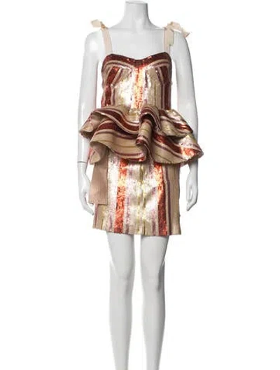 Pre-owned Silvia Tcherassi Striped Sequin Embellishments Skirt Set In Neutrals