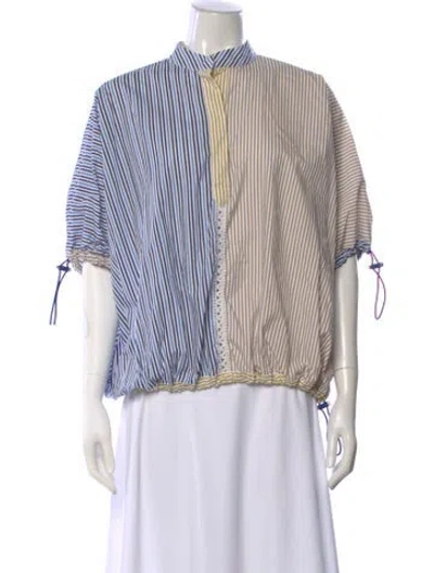 Pre-owned Silvia Tcherassi Striped Short Sleeve Top In Blue