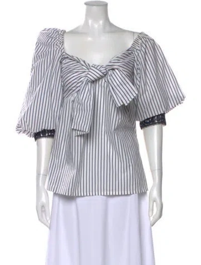 Pre-owned Silvia Tcherassi Striped Square Neckline Blouse In Blue