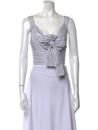 Pre-owned Silvia Tcherassi Striped Square Neckline Crop Top In White