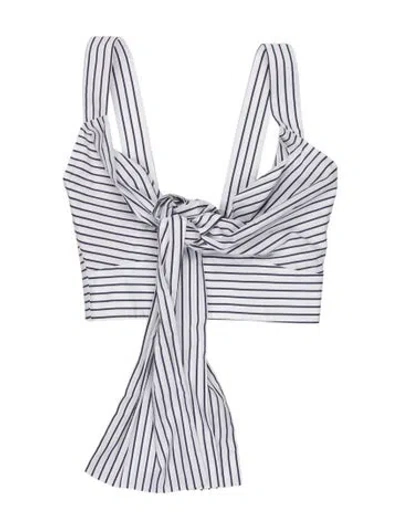 Pre-owned Silvia Tcherassi Striped Tie Neck Top In Blue/white