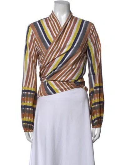 Pre-owned Silvia Tcherassi Striped V-neck Blouse In Multicolor