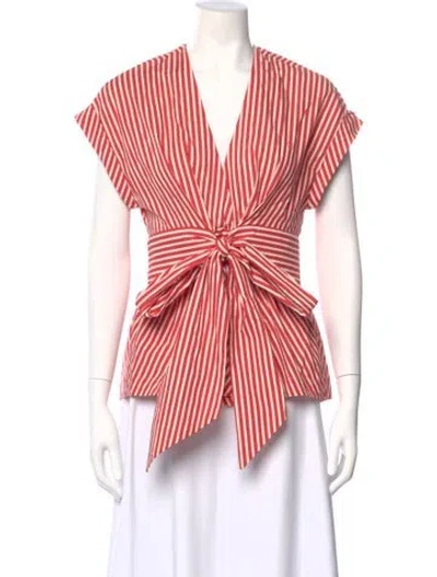 Pre-owned Silvia Tcherassi Striped V-neck Blouse In Pink