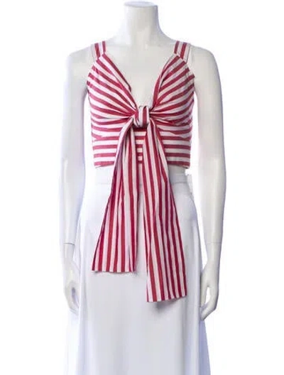 Pre-owned Silvia Tcherassi Striped V-neck Top In Red