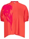 Silvia Tcherassi Susane Embellished Cotton Blouse In Red