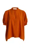 Silvia Tcherassi Susane Oversized Crepe Top In Brown