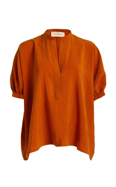 Silvia Tcherassi Susane Oversized Crepe Top In Brown