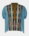 Silvia Tcherassi Susanne Puff-sleeve Cotton Blouse In Blue
