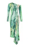 Silvia Tcherassi Tahia Gathered Silk-blend Midi Dress In Green