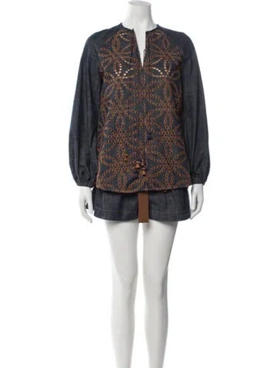 Pre-owned Silvia Tcherassi Tassel Accents Skirt Set In Blue
