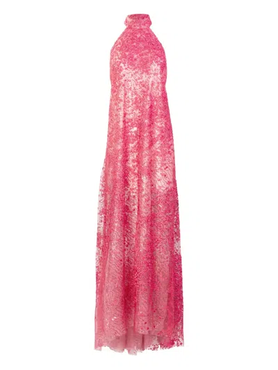 Silvia Tcherassi Tatiana Halterneck Maxi Dress In Pink