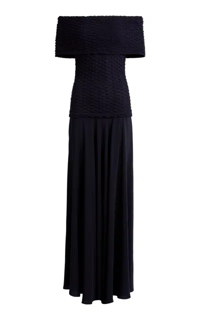 Silvia Tcherassi Taylor Knit Maxi Dress In Blue