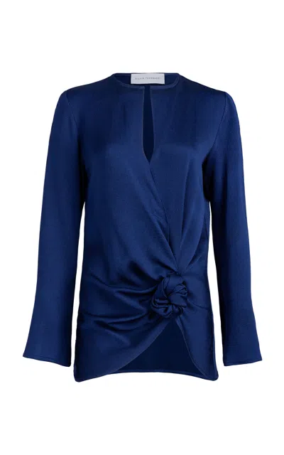 Silvia Tcherassi Tayra Draped Wrap Blouse In Blue
