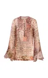 Silvia Tcherassi Thea Printed Silk Blouse In Animal