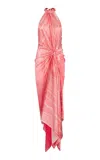 Silvia Tcherassi Theodora Knot-detailed Silk-blend Midi Dress In Pink