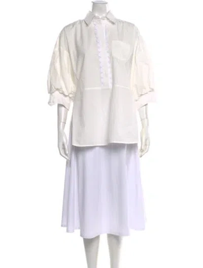 Pre-owned Silvia Tcherassi Three-quarter Sleeve Blouse In White