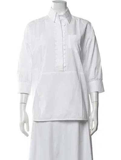 Pre-owned Silvia Tcherassi Three-quarter Sleeve Blouse In White