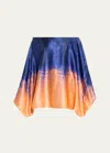 Silvia Tcherassi Tie-dye Bellagio Off-shoulder Blouse In Mediterranean Cor