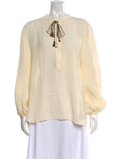Pre-owned Silvia Tcherassi Tie Neck Long Sleeve Blouse In Neutral