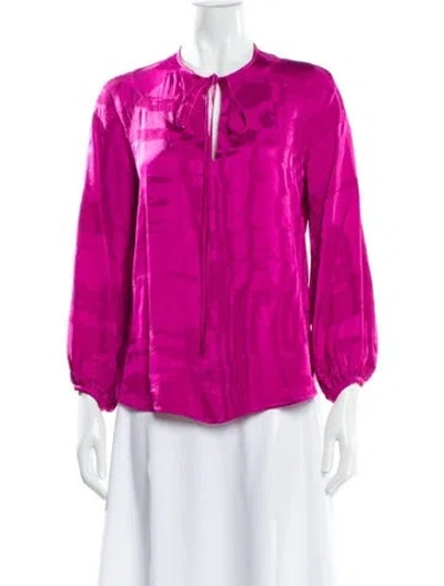 Pre-owned Silvia Tcherassi Tie Neck Long Sleeve Blouse In Pink