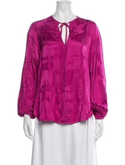 Pre-owned Silvia Tcherassi Tie Neck Long Sleeve Blouse In Pink