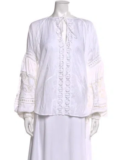 Pre-owned Silvia Tcherassi Tie Neck Long Sleeve Blouse In White