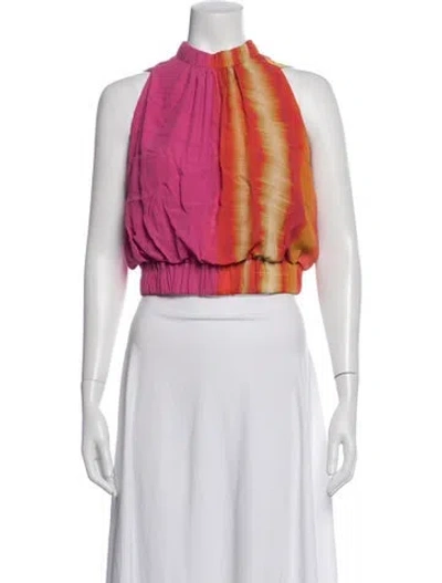Pre-owned Silvia Tcherassi Tie-dye Print Halterneck Crop Top In Pink