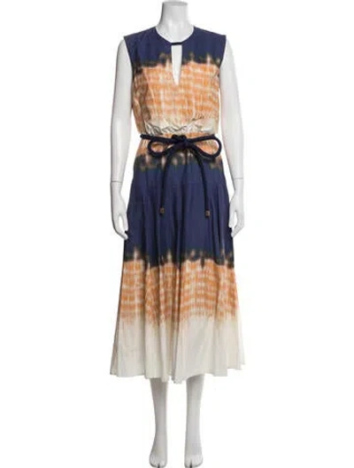 Pre-owned Silvia Tcherassi Tie-dye Print Long Dress In Blue