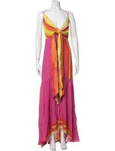 Pre-owned Silvia Tcherassi Tie-dye Print Long Dress In Pink