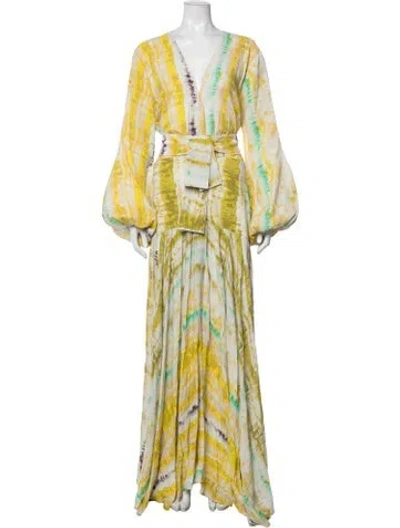 Pre-owned Silvia Tcherassi Tie-dye Print Long Dress In Yellow