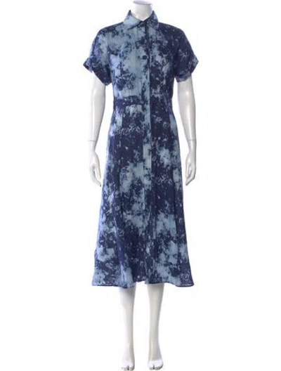 Pre-owned Silvia Tcherassi Tie-dye Print Midi Length Dress In Blue
