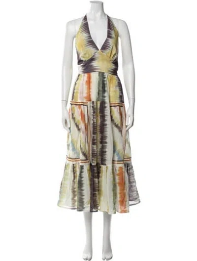 Pre-owned Silvia Tcherassi Tie-dye Print Midi Length Dress In Yellow