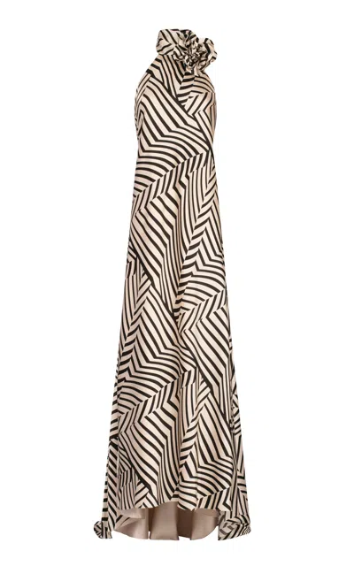 Silvia Tcherassi Tila Printed Silk-blend Gown In Black,white