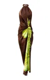 Silvia Tcherassi Tizziana Gathered Silk Dress In Brown