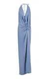 Silvia Tcherassi Torgiano Knot-detailed Gown In Light Blue