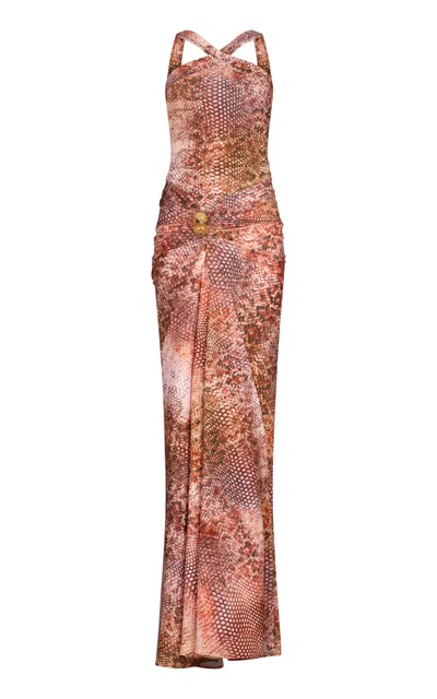 Silvia Tcherassi Toyah Printed Gown In Orange