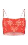Silvia Tcherassi Trini Embroidered Cotton Top In Red