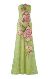Silvia Tcherassi Tulip Strapless Lace Maxi Dress In Lime Green