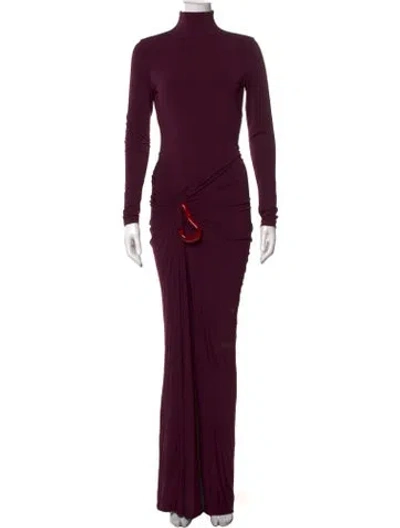 Pre-owned Silvia Tcherassi Turtleneck Long Dress In Burgundy