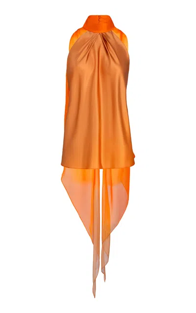 Silvia Tcherassi Velia Silk Top In Orange