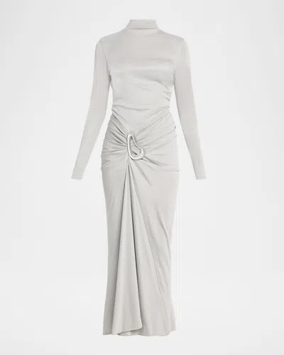 Silvia Tcherassi Venus Draped Long-sleeve Midi Dress In White
